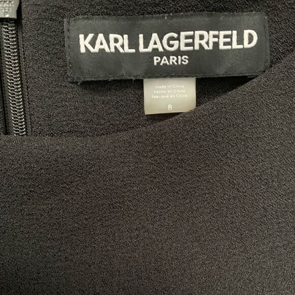 Karl Lagerfeld Paris Black Sheath Dress Knee Length Size 8 - Picture 4 of 8